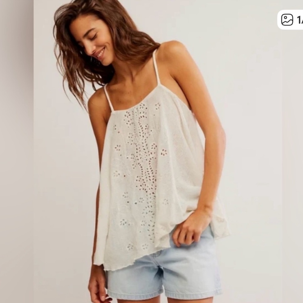 FREE PEOPLE Last Dance Eyelet knit tank top